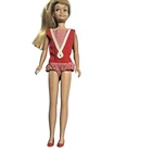 Vintage 1960s Mattel Barbie®/Skipper DOLL #950 Original Swimsuit/Red Flat Shoes