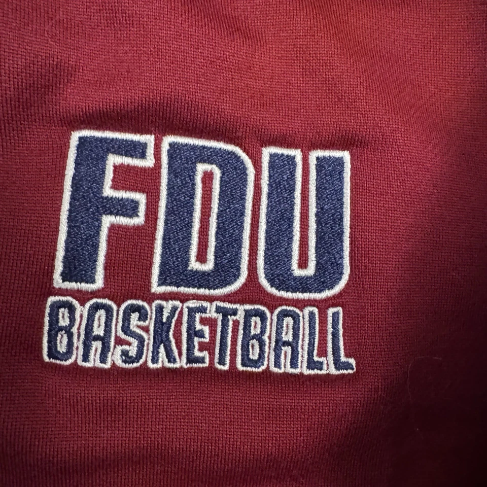 Sudadera con Capucha FDU Fairleigh Dickinson Para Hombre Grande Roja Gris Emitida por Jugador Foto 2 de 4