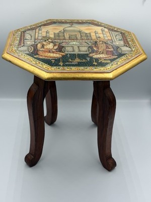 Vintage Marmor Taj Mahal Tisch 2 Stück handbemalt indisches Dekor Unikat