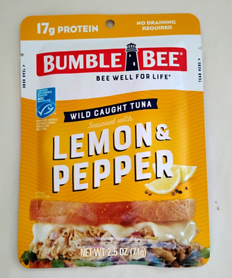 Bumble Bee Lemon Pepper Seasoned Tuna Pouch Wild Caught 2.5 Oz Snack Packet NEW