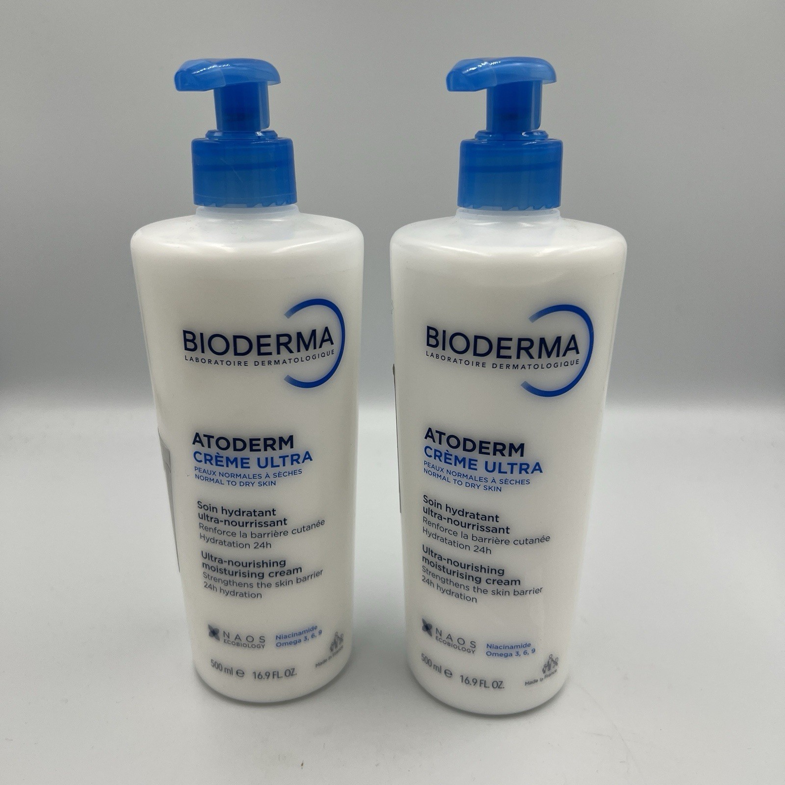 2x Bioderma Atoderm Ultra-Nourishing Moisturising Cream 500ml Normal To Dry Skin