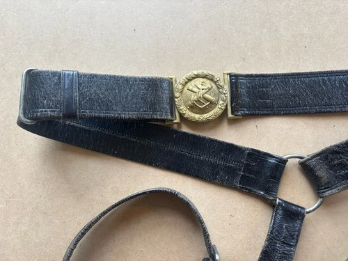 VINTAGE CIVIL WAR CONFEDERATE NAVY BELT BUCKLE RIG. EARLY REPRODUCTION