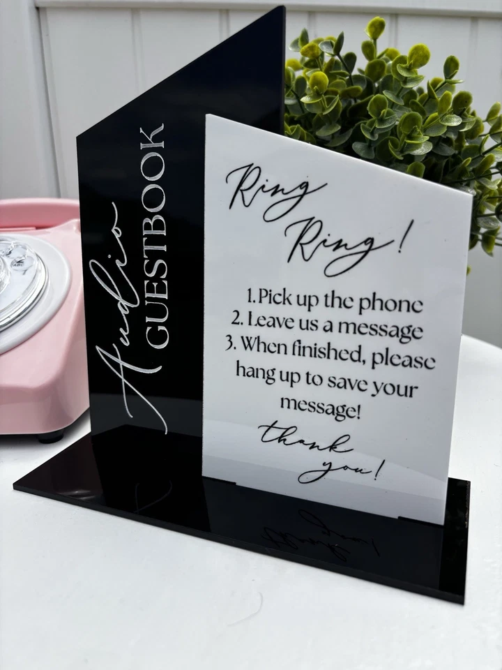 Libro de visitas de audio para bodas incluye cartel de dejar un mensaje Foto 2 de 2