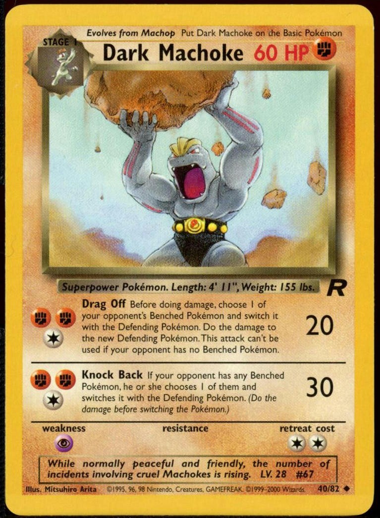 Dark Machoke 40/82 Team Rocket Pokemon Card Regular LP Vintage English WoTC
