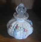 Fenton Hand Painted Ceramic Perfume Bottle  Floral White Pink Blue Green