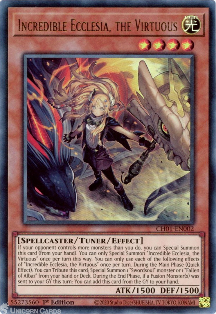 CH01-EN002 Incredible Ecclesia, the Virtuous : Ultra Rare 1st Edition Mint YuGiO