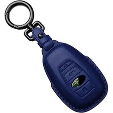 Compatible Leather Key Fob Cover with Keychain Fit for WRX Outback Ascent -Blue