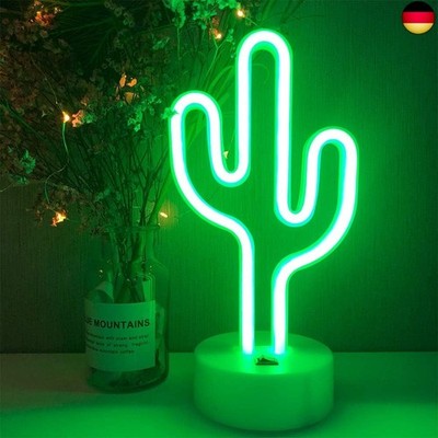 ENUOLI LED Kaktus Leuchtreklamen Neonlicht mit Halter Basis Neon Nachtlampe