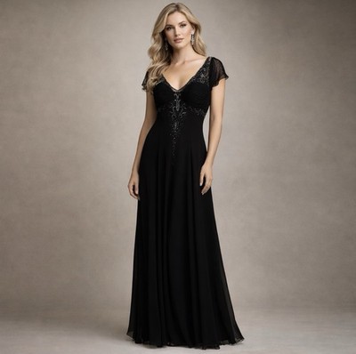 Dave & Johnny Women's Evening Gown  Black Decorated Formal Event 