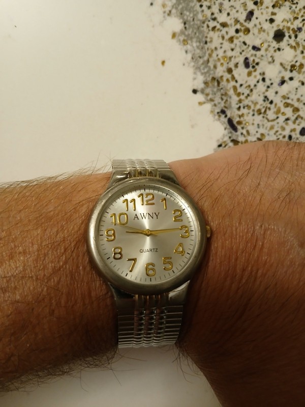 AWNY quarts watch silver tone analog dial with prominent gold color with NEW Bat