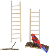 Bird Ladder Parrot Toy Set Birdcage Accessories Parrot Perch Stand for Parakeets