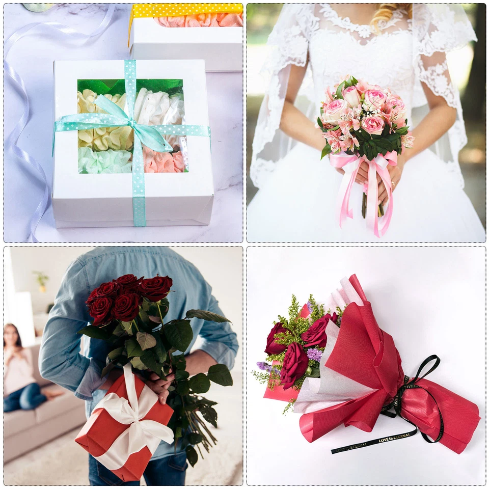 1/4" 25 Yards Wide Satin Ribbon with Gold Edges Grosgrain Ribbon Peach Pink - Image 4 of 4