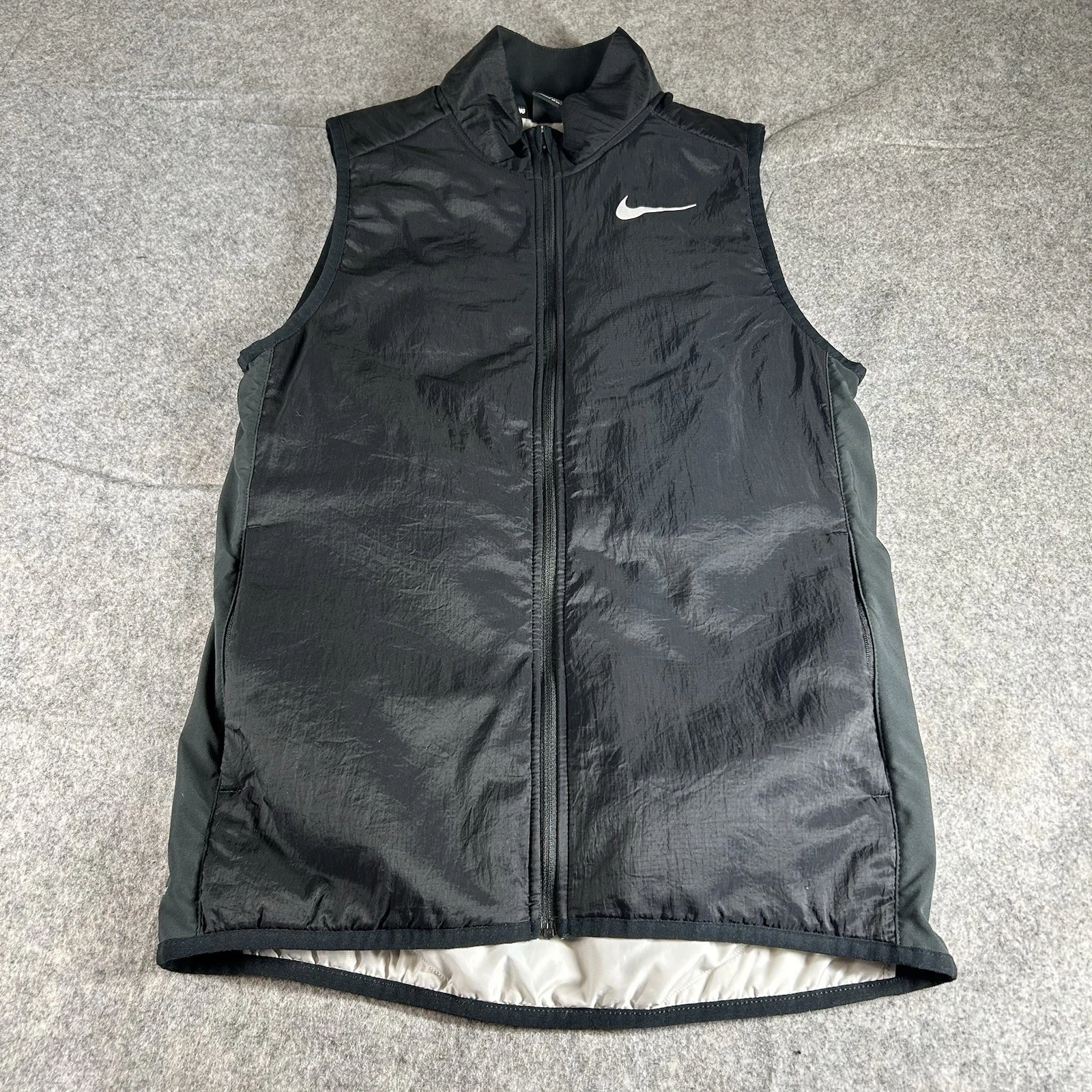 Nike Aerolayer Thermore Full Zip Running Vest Mens Small Black Bv4878-010