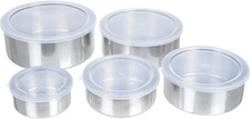 Stainless Steel Food Storage Container Set 5 Graduated Nesting Bowls with Lids