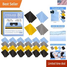 80 Pack Microfiber Cleaning Cloth for Glasses, Multi-Color Eye Glasses Cleaning