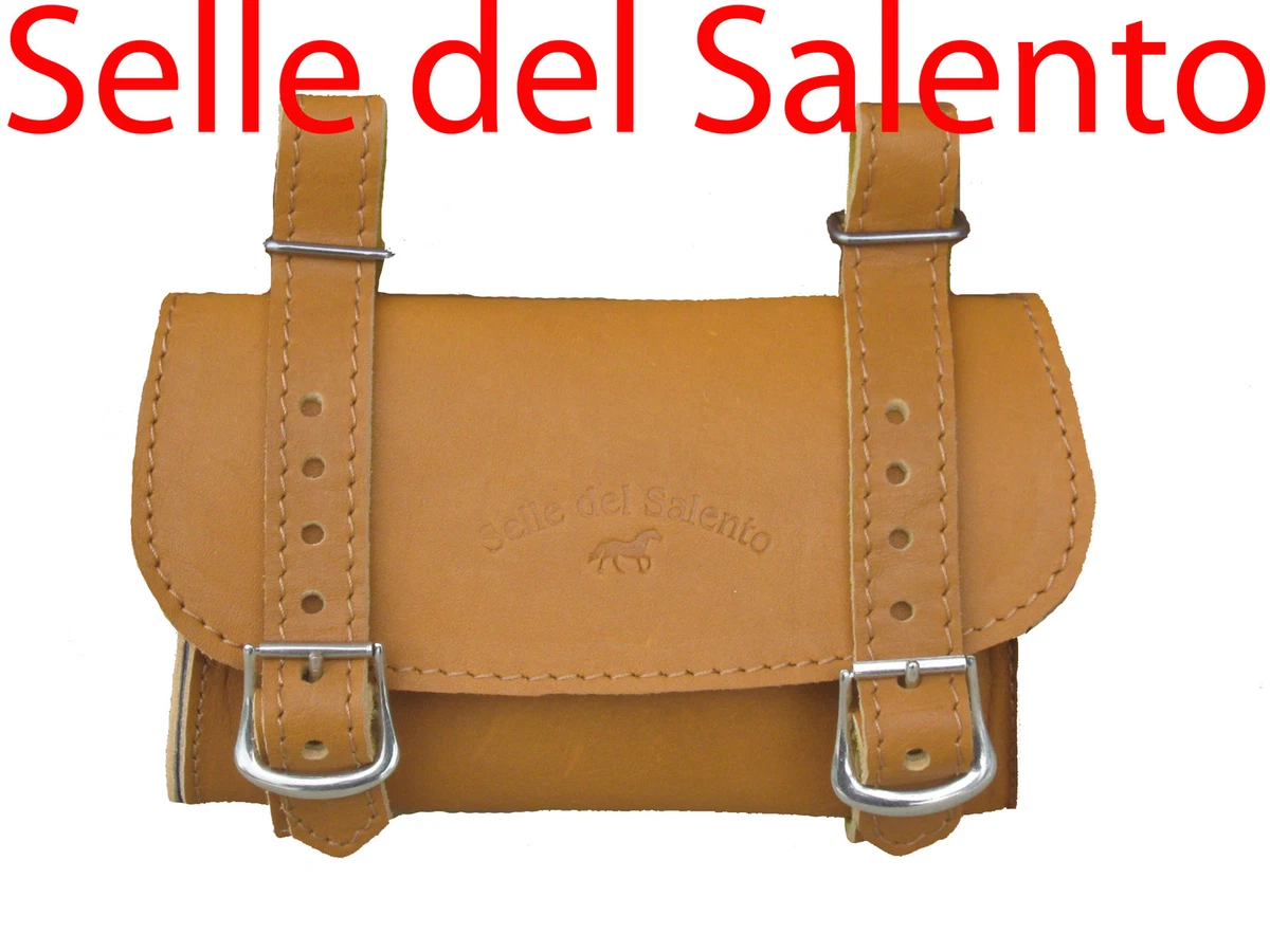 BORSA PELLE BORSELLO BICI BICICLETTA CUCITURE ROSSE
