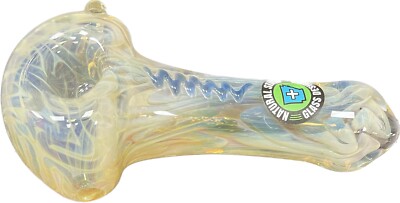 Natural State Glass Designs Handmade Rainbow Fume Linework Glass Spoon Pipe
