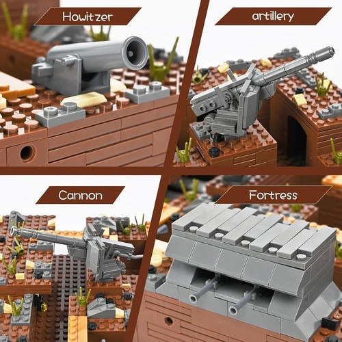 Engaging WW2 Building Block Set with Rotating Turret and Fortress - 1350 Pieces - Picture 5 of 11
