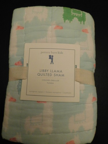 NEW Pottery Barn Kids TWIN Libby Llama Sheet Set and Quilted Euro Sham - Picture 2 of 12