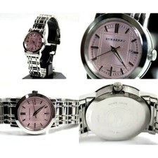 NEW BURBERRY HERITAGE SILVER TONE,SMALL PINK DIAL BRACELET WOMEN'S WATCH BU1363