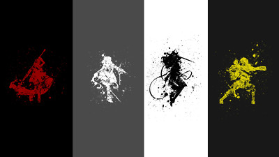 Anime rwby collage red black yellow white gray Playmat Gaming Mat Desk