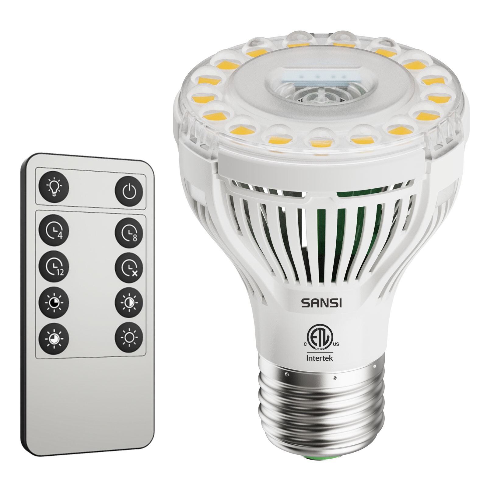 Dimmable Grow Light Bulb Full Spectrum 5W (75W Equiva.) Plants Grow Lamp Timer