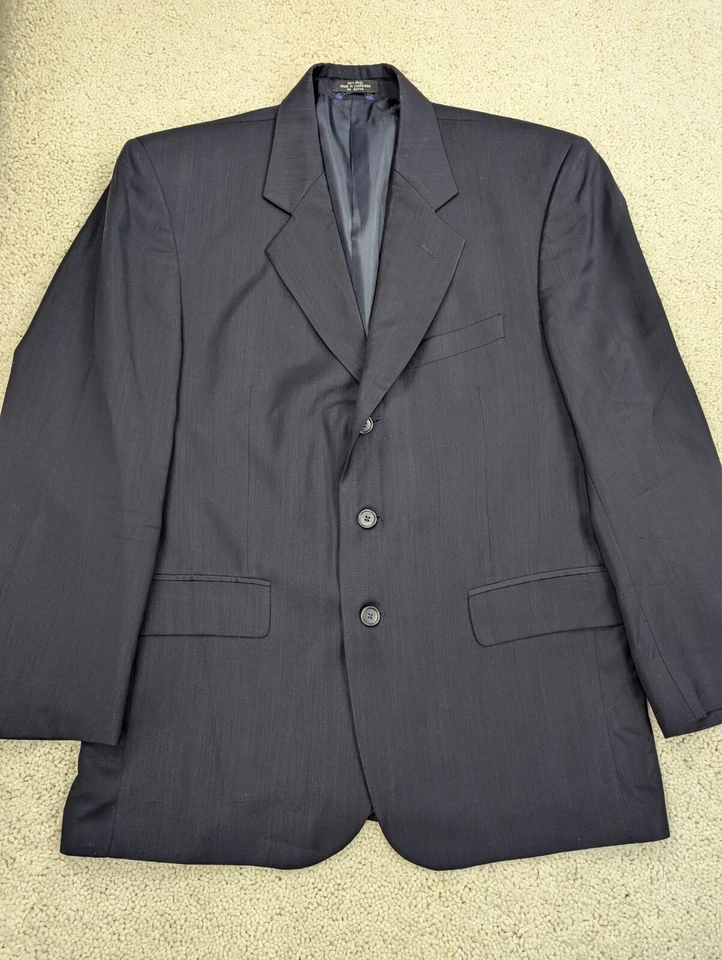 Traje Oleg Cassini Para Hombre 40S 32x27 Azul Lana De Colección 2 Piezas Chaqueta Pantalones 3 Botones Foto 2 de 4