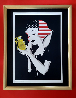 DEATH NYC Hand Signed LARGE Print COA Framed 16x20in Snow White China Grenade &