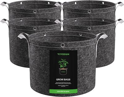 #ad #ad VIVOSUN 5 Pack 3 5 7 10 15 25 gallon Grow BagsNonwoven Fabric Black $23.48