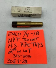 ENCO, 1/4”-18, NPT Pipe Taps, Tin Coat, (2 Pc In Lot) 3057-28