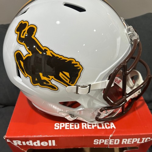 Wyoming Cowboys Full Size Speed Replica Football Helmet - NCAA. - Picture 2 of 2