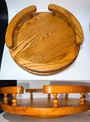 Lazy Susan Red Oak    Hand Crafted    Maker Signed   Nice Country Kitchen