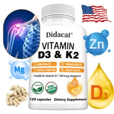 Vitamin K2 (MK7) with D3 10000 IU Supplement, Bone, Heart & Immune Health