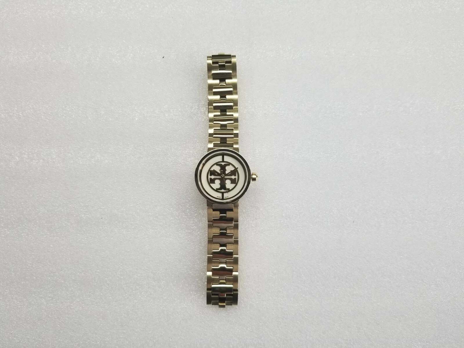 OROLOGIO DONNA TORY BURCH REVA QUADRANTE AVORIO TONO ORO ST. ACCIAIO TRB4011 NUOVO DISPLAY