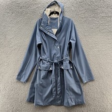 Ilse Jacobsen Jacket Womens 12 Purple Hooded Trench Coat Raincoat