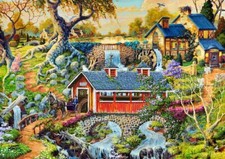Countryside Bridge 200 Piece Wood Jigsaw Puzzle Wooden City New