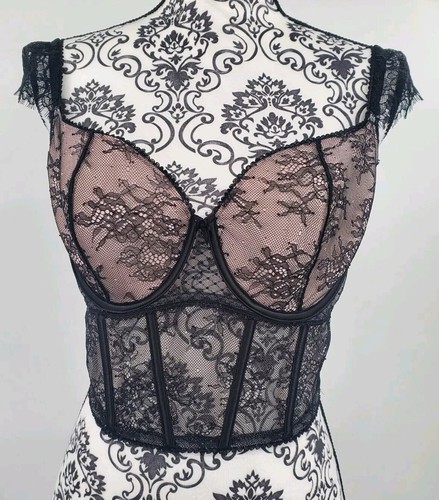 Victoria's Secret Dream Angels Longlines Bra Size Medium DD Black Lace New Tags