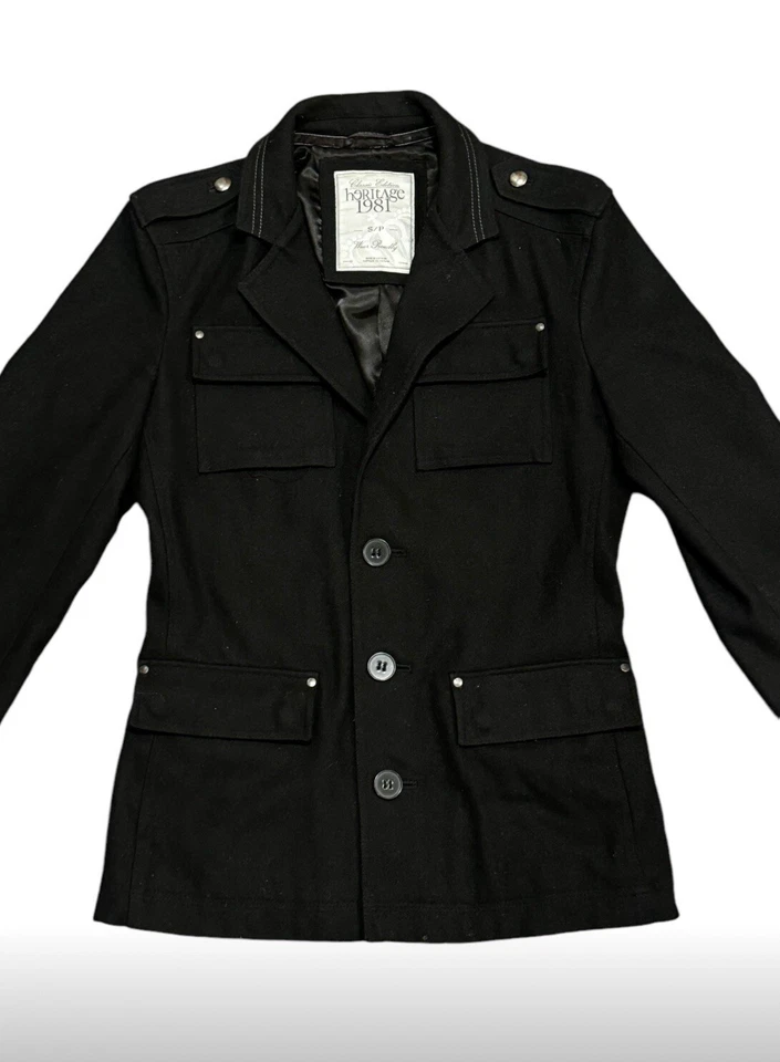 Chaqueta para mujer Heritage 1981 chaquetón negro mezcla de lana forrada talla S "Usar orgullosamente" Foto 3 de 4