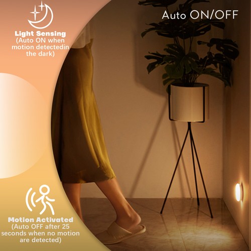 1-6Pcs Wireless Motion Sensor Light Under Cabinet Closet Light 2 Colors Modes US - Picture 7 of 12