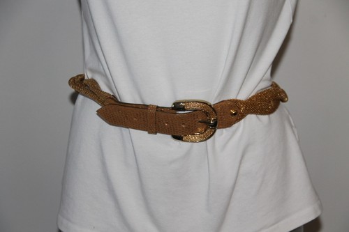 Ceinture Tressée En Cuir Et Métal Doré NANNI - Taille 80/32 - Comme Neuve Sans étiquette
