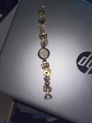 jennie b casino gold tone vintage charm watch works new battery
