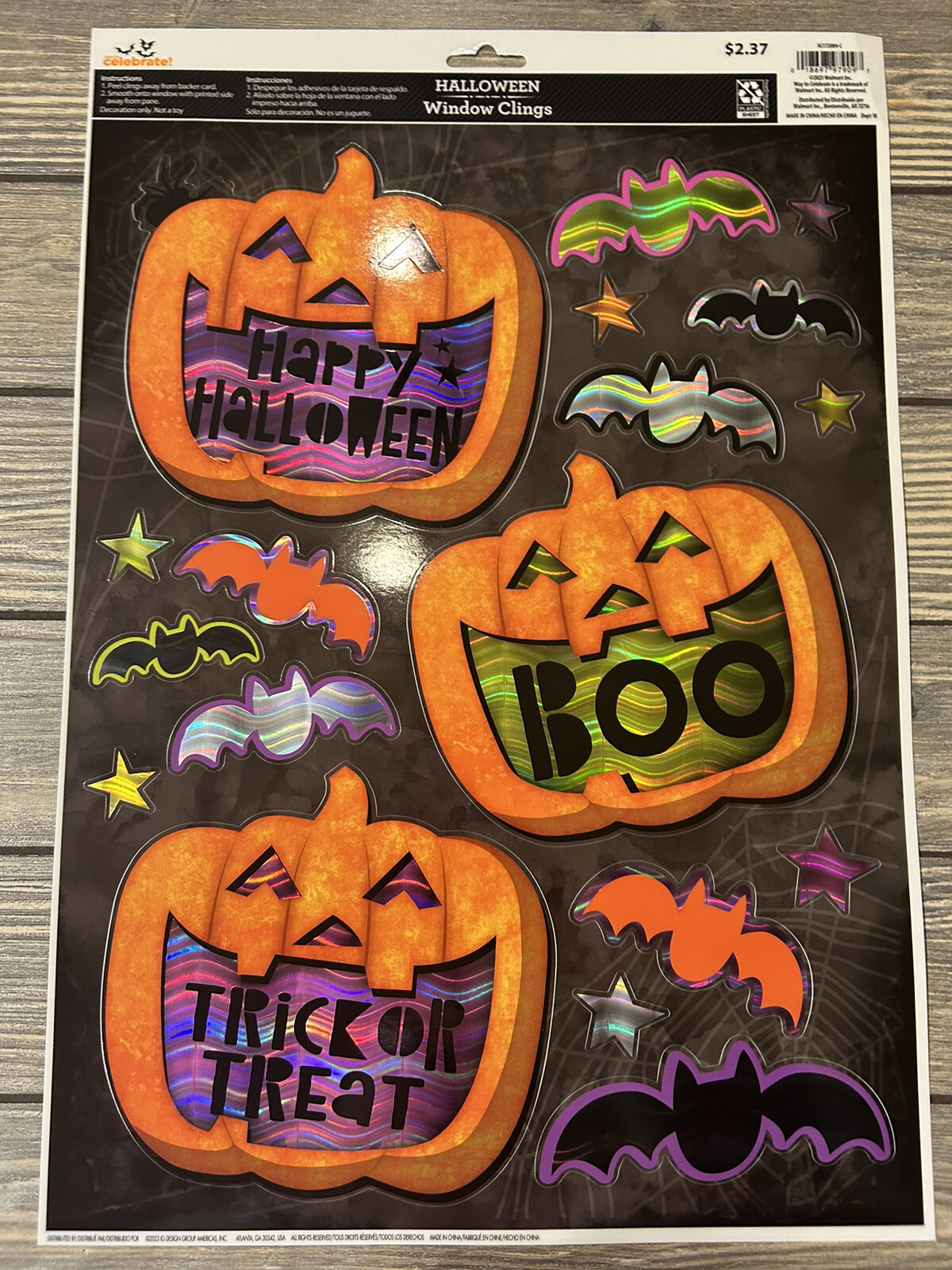 Way To Celebrate Happy Halloween Boo Trick Or Treat Window Clings eBay