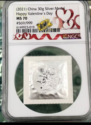 MS70 ハッピーValentine day  china China 2021 30g Silver Medal Happy Valentine's Day NGC MS 70