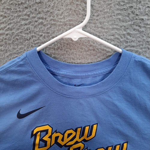Milwaukee Brewers Shirt Adult Large Blue MLB Baseball The Nike Tee Swoosh MLB - Picture 9 of 9
