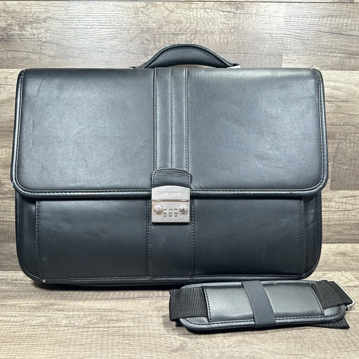 Samsonite Black Napa Work Travel Business Leather Briefcase