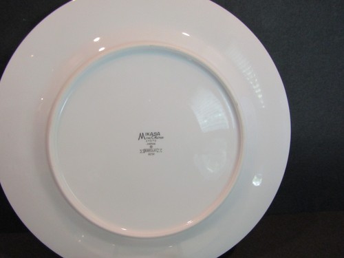 Juego de 2 platos de cena Mikasa BARCLAY #8258 10,25" línea plateada decoración en el borde - Imagen 6 de 6