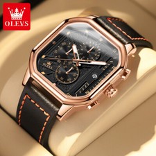 OLEVS Men's Watches Square Chronograph Quartz Watch Waterproof Luminous Date