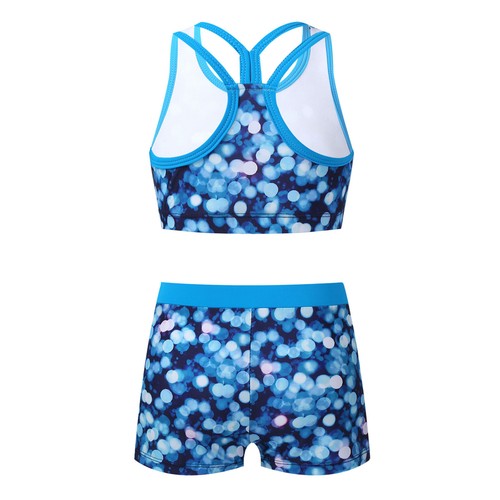Kids Girl's Swimsuit Active Swimwear Summer Crop Top With Bottoms Sunbathing - Picture 11 of 39