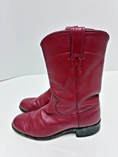 Women's 5.5 C Justin L3055 Classic Roper Boots Red Kipskin Leather Western USA