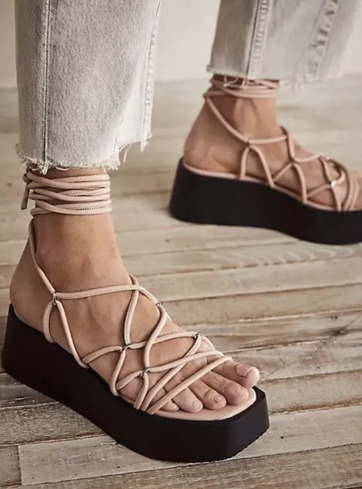 Platform wrap sandals sales